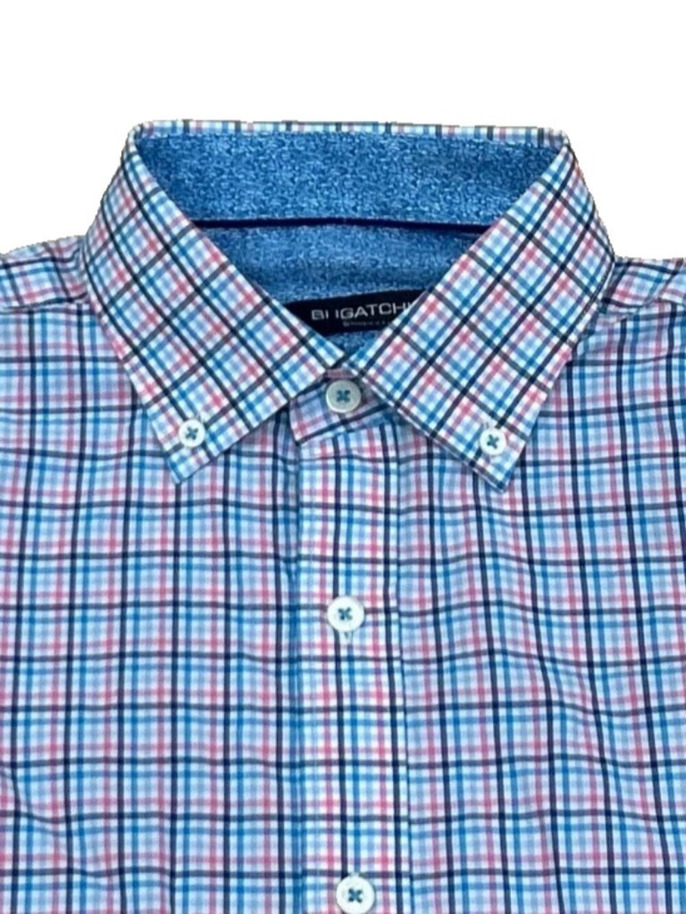 Bugatchi Uomo Plaid Button Down Long Sleeve Shirt Mens S Blue Pink White